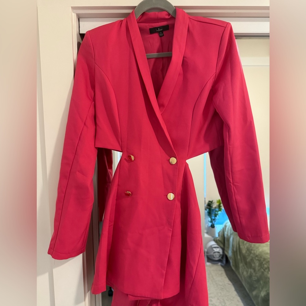 Hello Molly Hot Pink Blazer Dress/Romper with Shorts Size Small